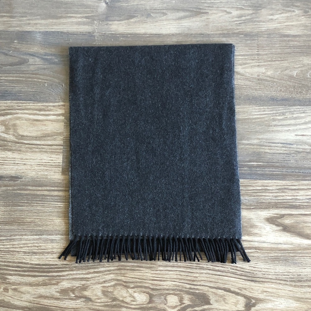Red Envelope Cashmere Scarf Black Grey Fringe Lightweight